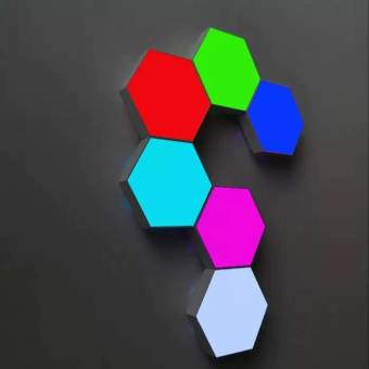 Pack de 6 Focos Luces Led Hexagonales Mando Distancia Colores